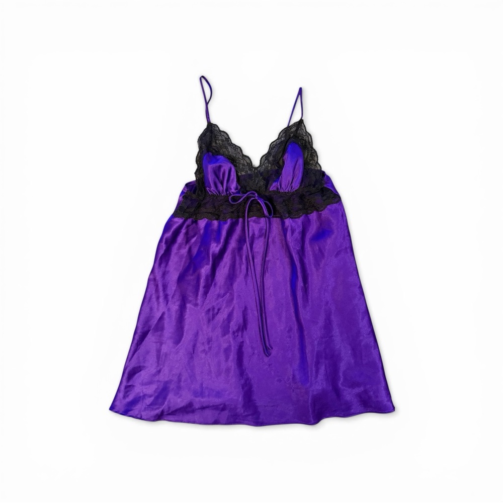 Vintage Victoria Secret Purple Lace Trim Chemise